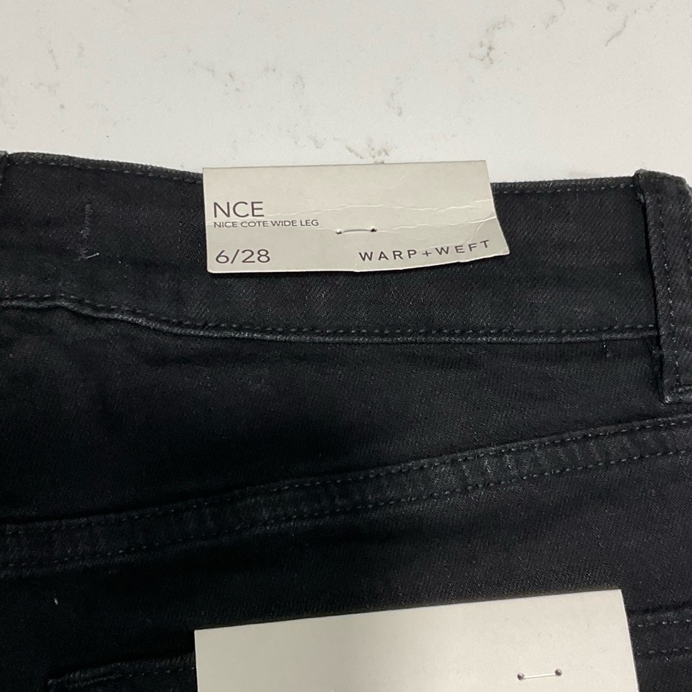 Warp + Weft NCE Wide Leg Jeans Black High Rise 6/28 Sustainable - Picture 6 of 6